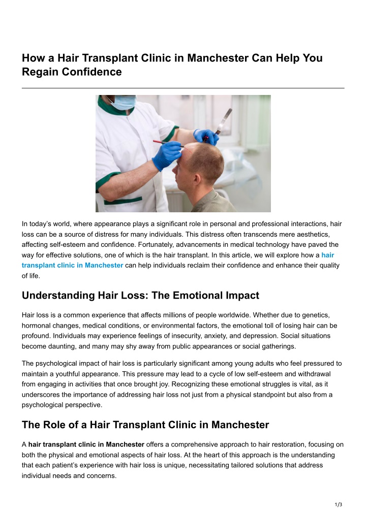 how a hair transplant clinic in manchester