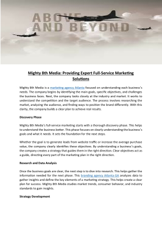 Mighty 8th Media Providing Expert Full-Service Marketing Solutions