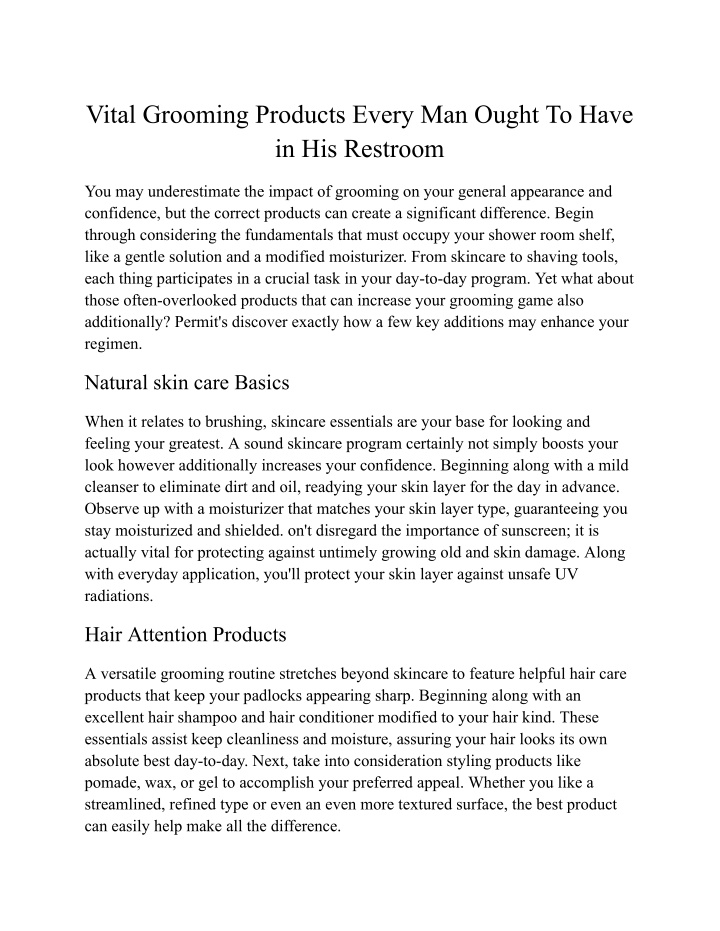 vital grooming products every man ought to have