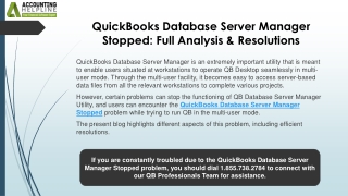 quickbooks database server manager stopped full analysis resolutions
