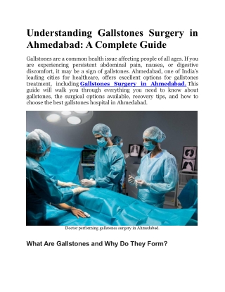 Understanding Gallstones Surgery in Ahmedabad