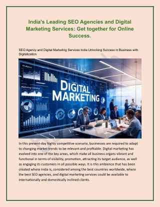 India SEO Agencies & Digital Marketing Services: Get together for Online Success