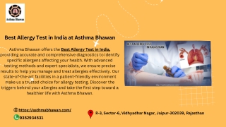 Best Allergy Test in India at Asthma Bhawan