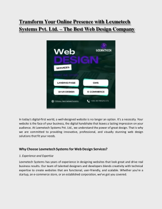 web design services, Best website design company Lexmetech Systems Pvt