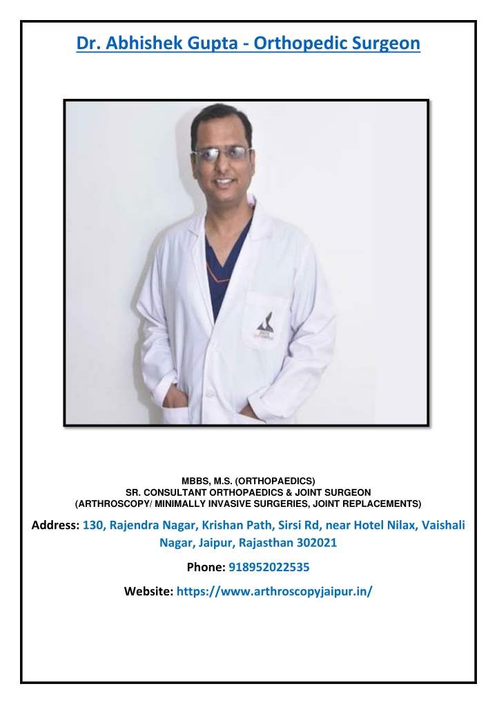 dr abhishek gupta orthopedic surgeon