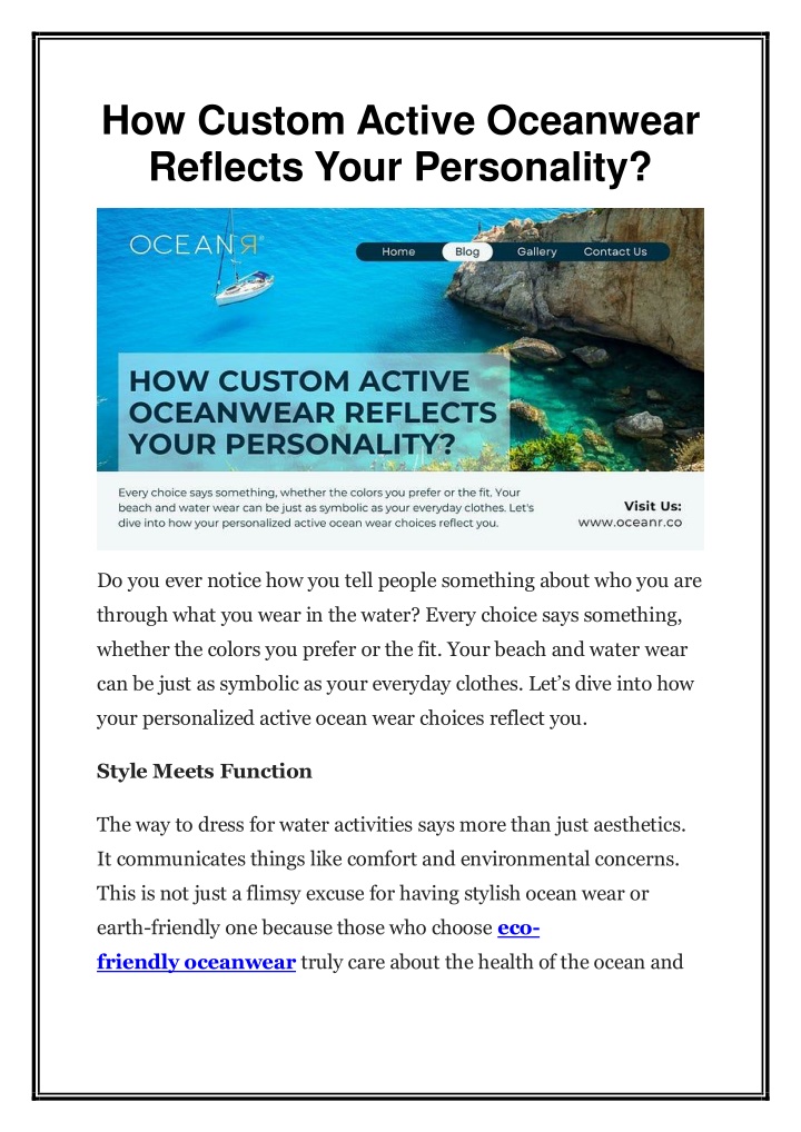 how custom active oceanwear reflects your