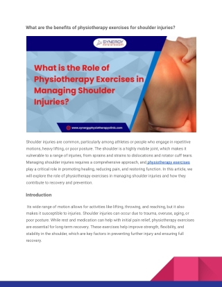 What are the benefits of physiotherapy exercises for shoulder injuries_