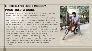 e bikes and eco friendly practices a guide
