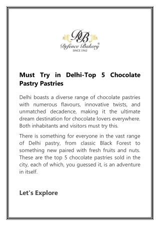 must try in delhi top 5 chocolate pastry pastries