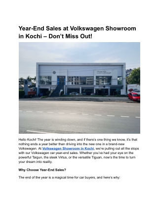 Year-End Sales at Volkswagen Showroom in Kochi – Don’t Miss Out