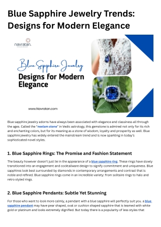 Blue Sapphire Jewelry Trends Designs for Modern Elegance.