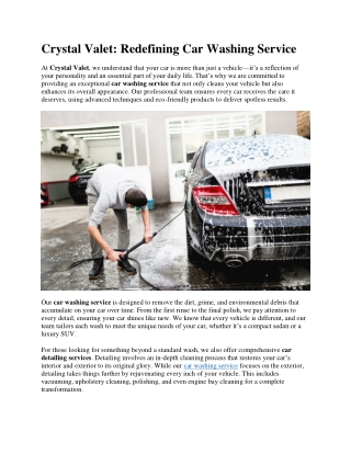crystal valet redefining car washing service