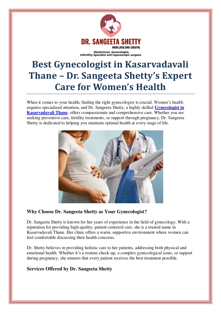 best gynecologist in kasarvadavali thane