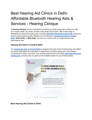 Best Hearing Aid Clinics in Delhi_ Affordable Bluetooth Hearing Aids & Services - Hearing Clinique