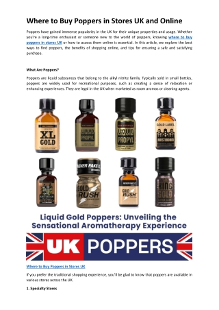 Where to Buy Poppers in Stores UK and Onlin1