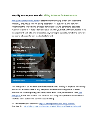 Billing Software for Restaurants