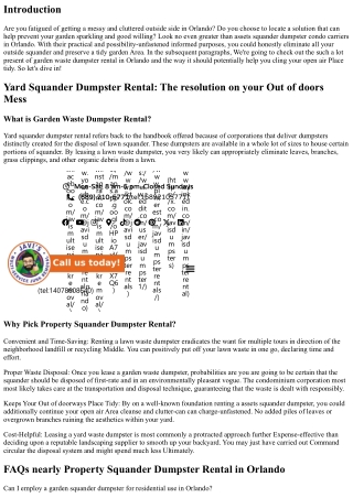 Yard Waste Dumpster Rental: Keep the Outside Room Tidy in Orlando