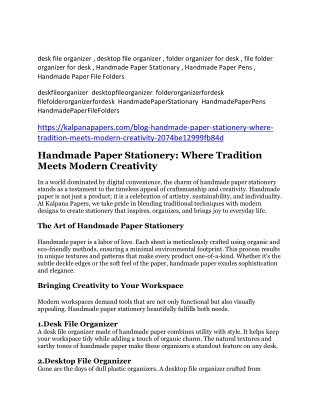 Handmade Paper Stationery: Where Tradition Meets Modern Creativity