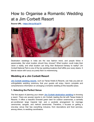 How to Organise a Romantic Wedding at a Jim Corbett Resort