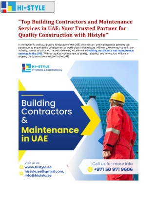 Top Building Contractors and Maintenance Services in UAE