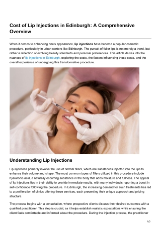cost of lip injections in edinburgh