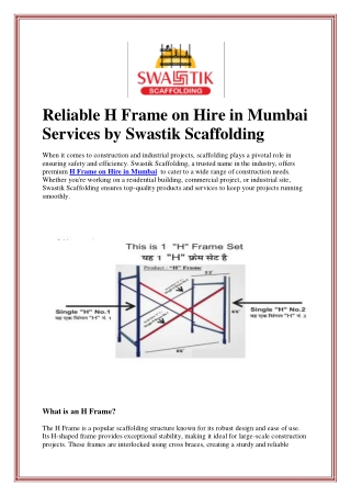 Reliable H Frame on Hire in Mumbai Services by Swastik Scaffolding