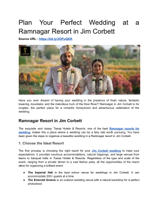 Plan Your Perfect Wedding at a Ramnagar Resort in Jim Corbett