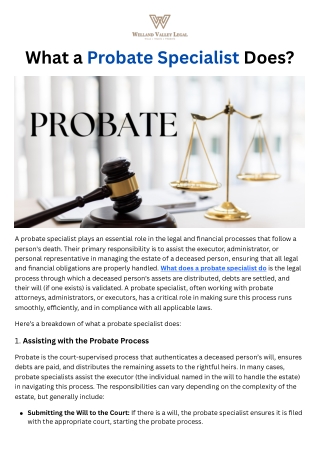 What a Probate Specialist Does - Welland Valley Legal