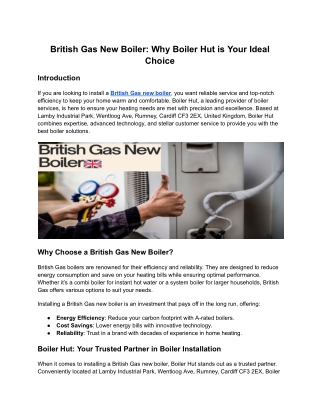 British Gas New Boiler_ Why Boiler Hut is Your Ideal Choice