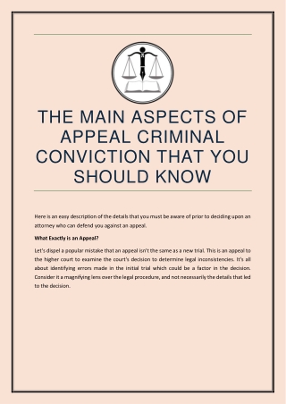 THE MAIN ASPECTS OF APPEAL CRIMINAL CONVICTION THAT YOU SHOULD KNOW