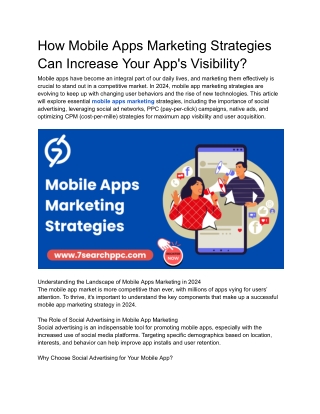 how mobile apps marketing strategies can increase