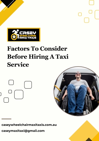 Factors To Consider Before Hiring A Taxi Service