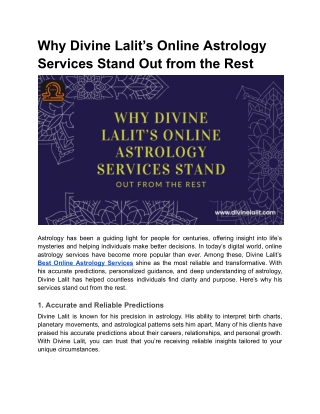 Why Divine Lalit’s Online Astrology Services Stand Out from the Rest