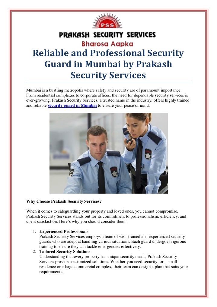 reliable and professional security guard