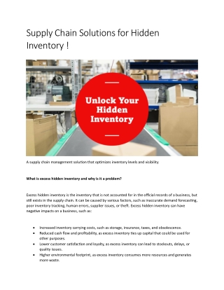 Supply Chain Solutions for Hidden Inventory