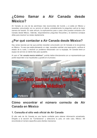¿Cómo llamar a Air Canada desde México