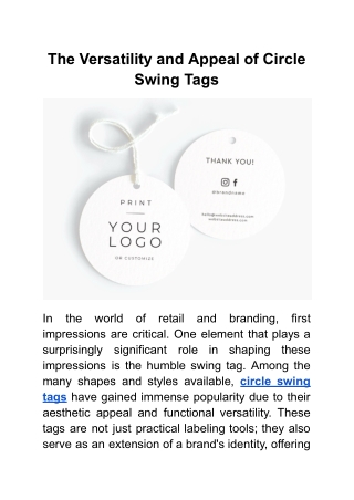 The Versatility and Appeal of Circle Swing Tags