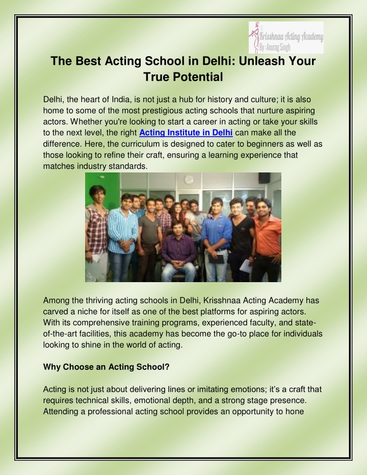 the best acting school in delhi unleash your true