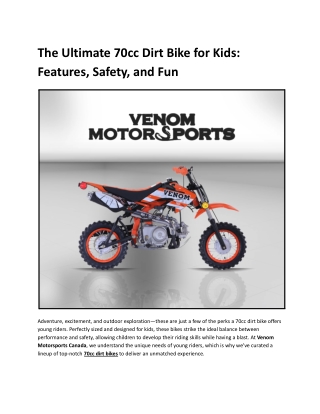 The Ultimate 70cc Dirt Bike for Kids_ Features, Safety, and Fun