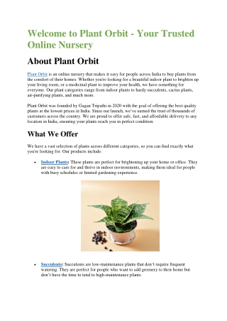 Plant Orbit An Online nursery For All Plants and Gardening Needs
