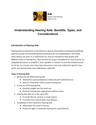 understanding hearing aids benefits types