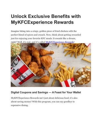 MyKFCExperience – KFC Survey– Free Chicken