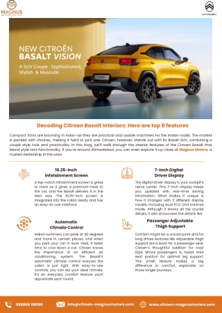 Decoding Citroen Basalt Interiors Here are top 8 features