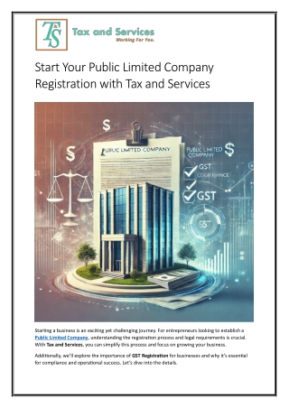 Start Your Public Limited Company Registration with Tax and Service.