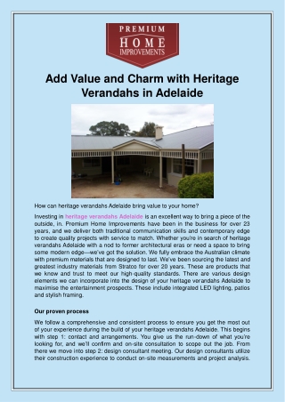 Add Value and Charm with Heritage Verandahs in Adelaide