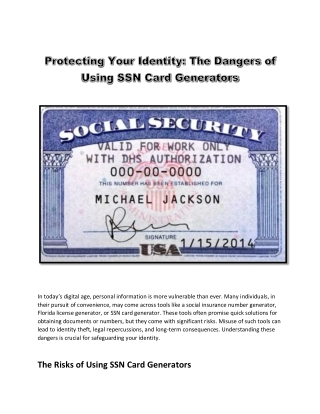 Protecting Your Identity The Dangers of Using SSN Card Generators