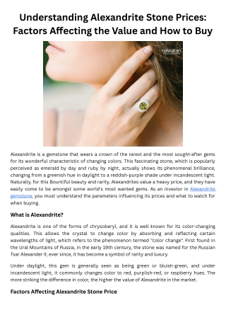 Understanding Alexandrite Stone Prices: Factors Affecting the Value