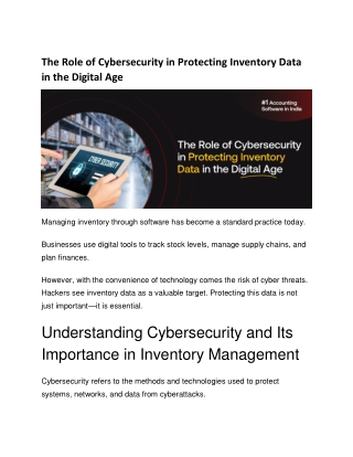 The Role of Cybersecurity in Protecting Inventory Data in the Digital Age