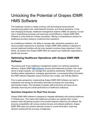 unlocking the potential of grapes idmr