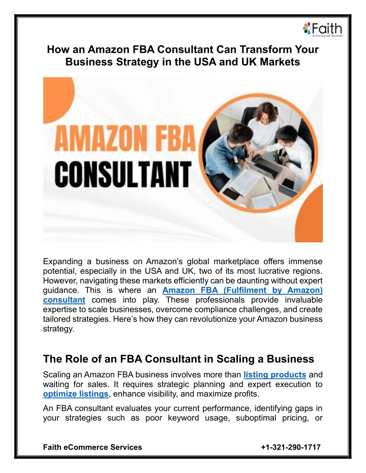 how an amazon fba consultant can transform your